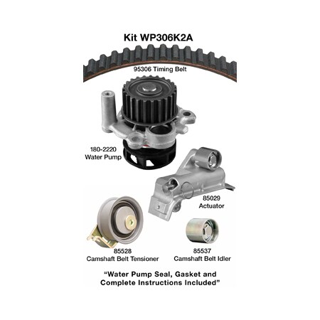 Dayco 99-06 Audi/Vw 1.8L Water Pump Kit, Wp306K2A WP306K2A